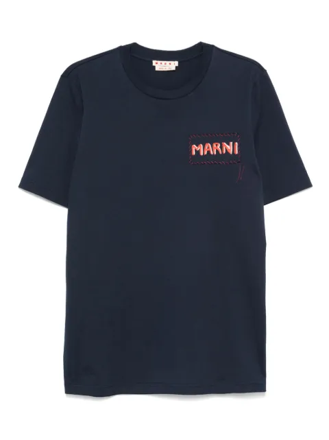 Marni logo-print T-shirt Blue HUMU0198X0UTC446