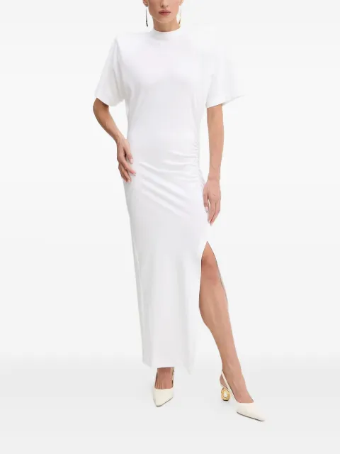 PINKO shoulder-padded side-split maxi dress White 105219A2M2