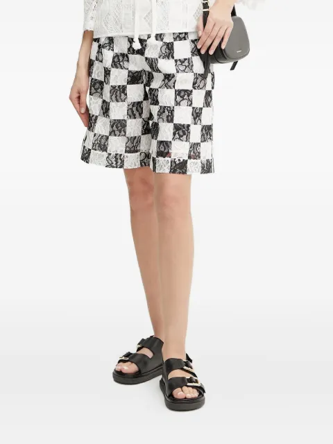 PINKO checkerboard lace shorts White 105295A2MF