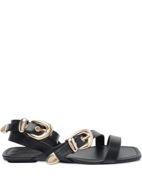 Stuart Weitzman leather flat sandals Black SL363MAVENSANDALSMOBLK