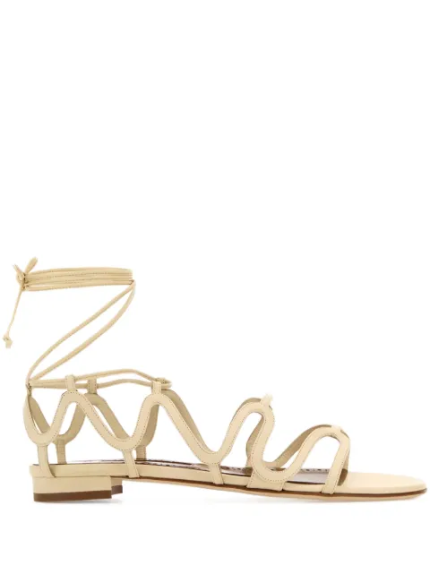 Manolo Blahnik Fawda leather flat sandals Neutrals FAWDAFLAT1252840
