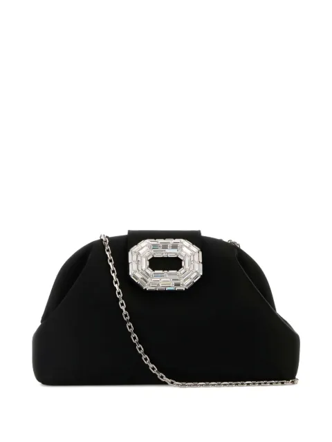 Amina Muaddi crystal-embellished Camelia clutch bag Black CAMELIAMICRO
