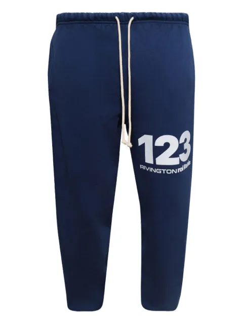 RRR123 drawstring graphic-print trousers Blue METESP52