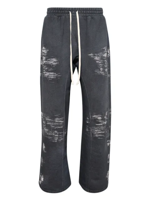 RRR123 Burn The Man drawstring-fastening print trousers Grey BTMNPA00