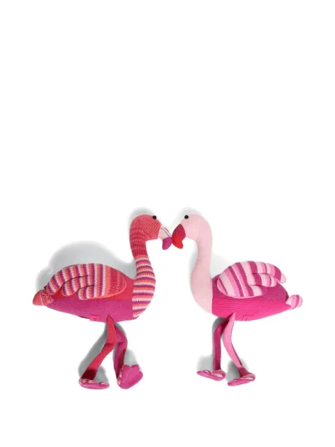 The Elder Statesman Kissing striped flamingos decorative stuffed animals (40.6cm x 48.3cm) Pink 250210