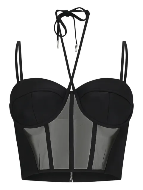 David Koma tulle insert corset top Black AW23DK90T