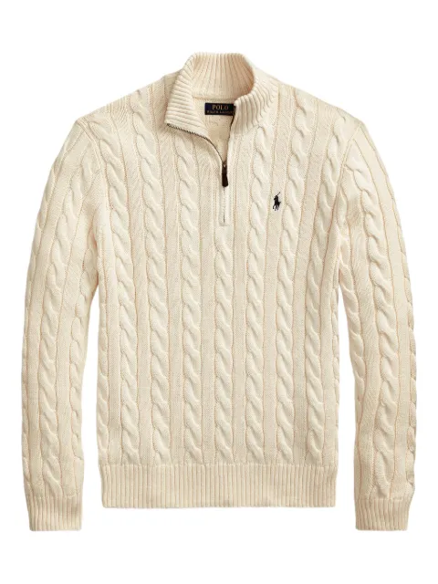 Polo Ralph Lauren cable-knit quarter-zip sweater Neutrals 710810841015