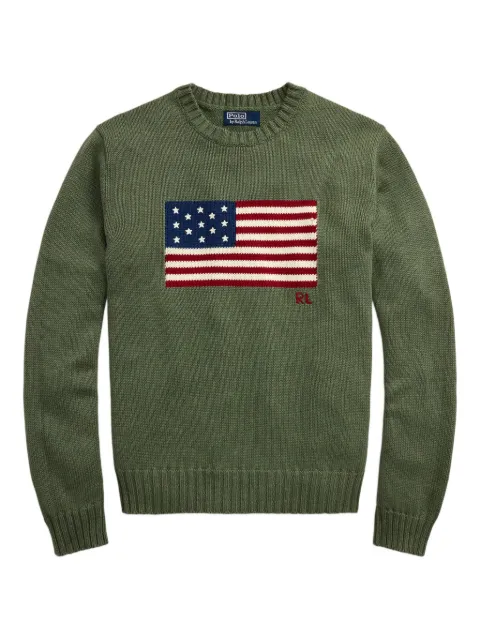Polo Ralph Lauren flag-embroidered crewneck sweater Green 710718281010