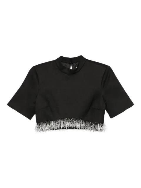 SIMKHAI fringe-trimmed short-sleeve top Black 5252017C