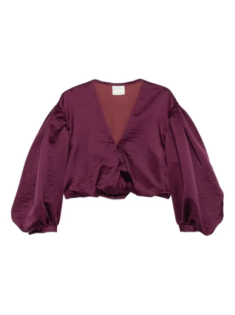Forte Forte balloon-sleeve V-neck top Red 14481MYSHIRT