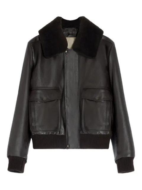 LEMAIRE fur-collar leather jacket Black OW1171LL0145