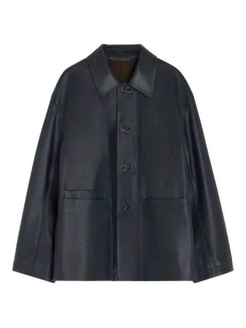 LEMAIRE buttoned leather jacket Black OW1172LL0128