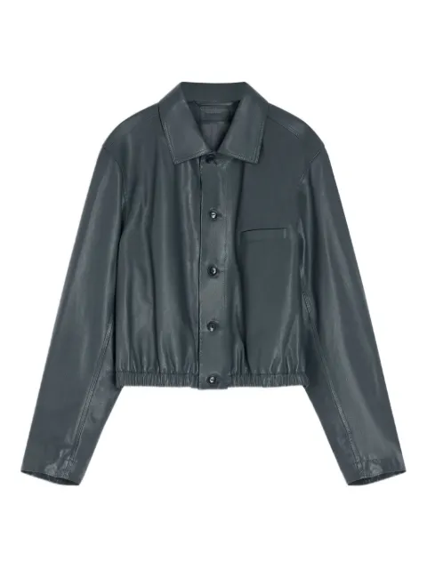 LEMAIRE buttoned-up elasticated leather jacket Grey OW1158LL0146