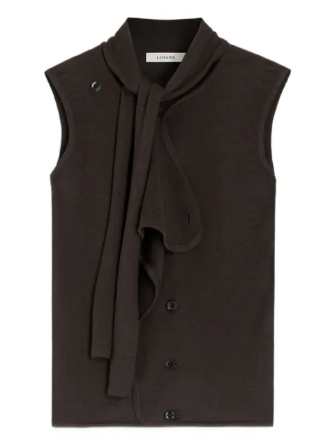 LEMAIRE tie-neck asymmetrical sleeveless cardigan Brown TO1485LK087