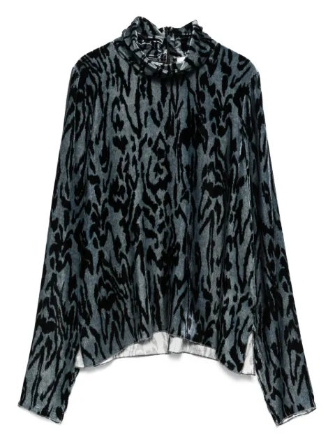 Forte Forte animal-print turtleneck top Blue 14415MYSHIRT