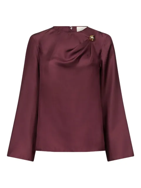 LouLou de Saison Azae draped brooch-detail blouse Red AZAE