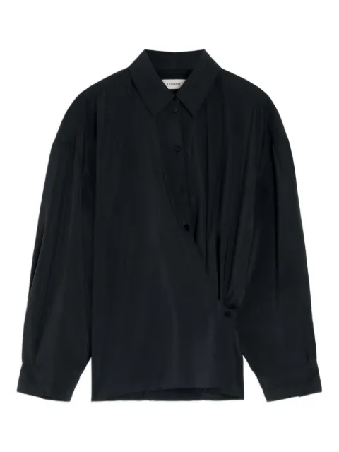 LEMAIRE twisted-detailing long-sleeved shirt Black SH1141LF1308