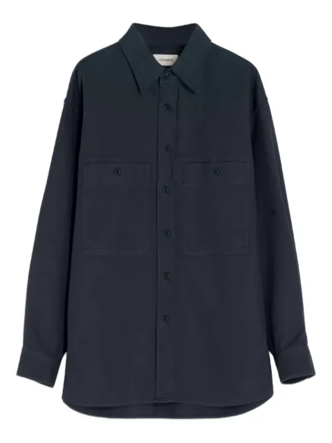 LEMAIRE patch-pocket twill overshirt Blue OV1025LF1452
