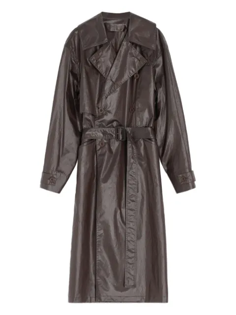 LEMAIRE metallic-effect double-breasted trench coat Brown CO1125LF1433