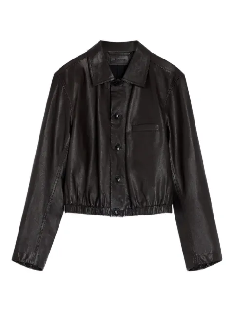 LEMAIRE buttoned-up elasticated leather jacket Brown OW1158LL0146