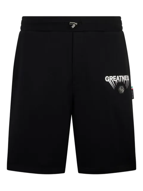 Philipp Plein logo fleece shorts Black AAECMJT2720PTE180N