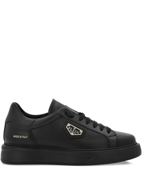 Philipp Plein logo-plaque leather trainers Black UAESUSC0894PLE005N
