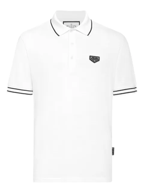 Philipp Plein logo-plaque polo shirt White UAECMTK8792PTE021N