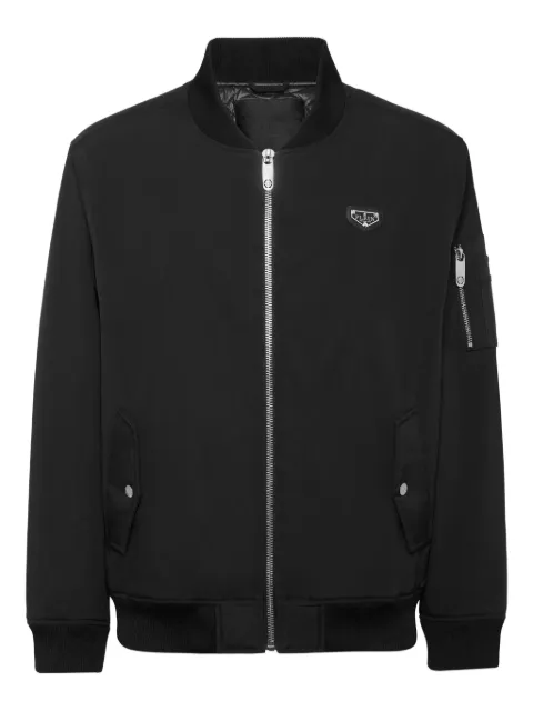 Philipp Plein logo-plaque bomber jacket Black UAECMRB2967PNY002N
