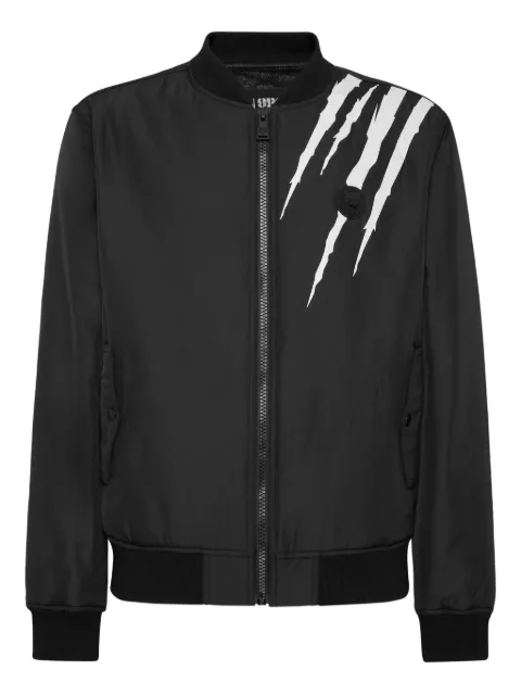 Plein Sport scratch bomber jacket Black UAECMRB2923SXV005N