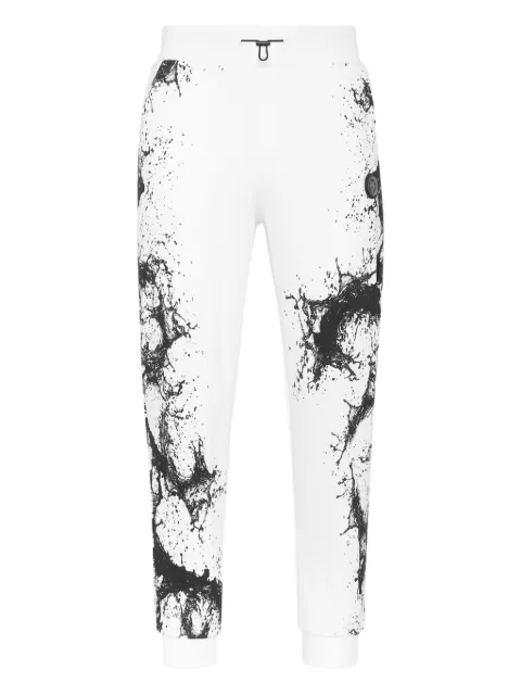 Plein Sport splash-print jogger trousers White UAECMJT2685SJY001N