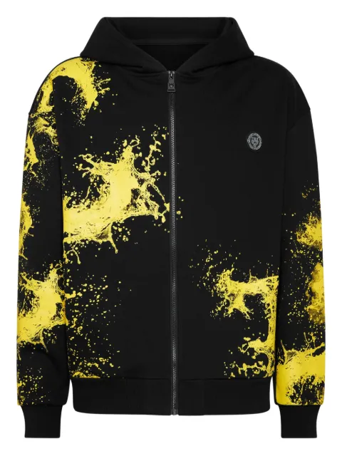 Plein Sport Splash-print zip hoodie Black UAECMJB3823SJY001N