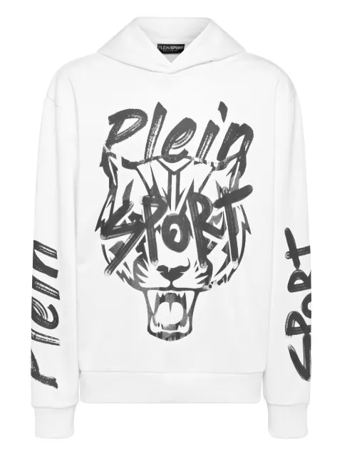 Plein Sport tiger graphic hoodie White UAECMJB3820SJY001N