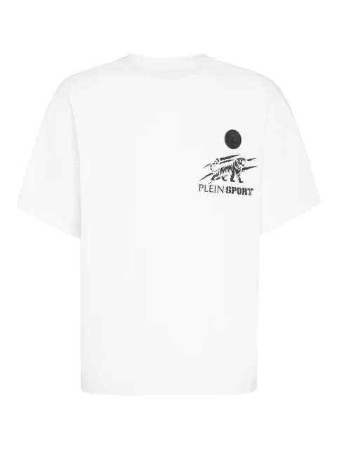 Plein Sport tiger-print crew-neck T-shirt White AAECMTK8763STE001N