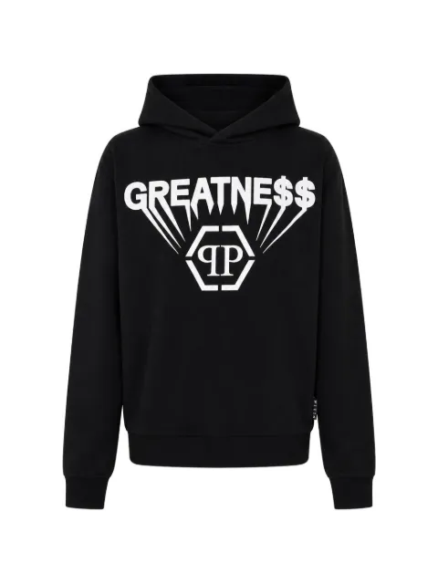 Philipp Plein printed fleece hoodie Greatness Black AAECMJB3889PTE180N