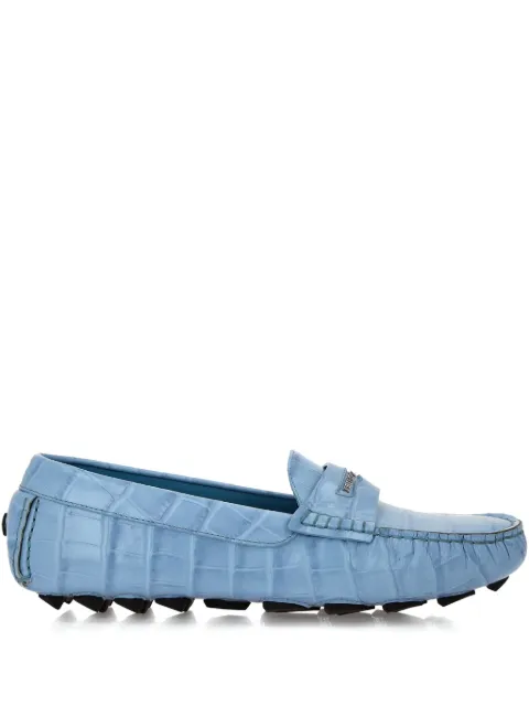 Philipp Plein crocodile-embossed loafers Blue UAESWSB0283PLE010N