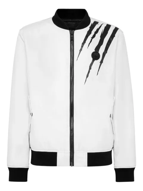 Plein Sport scratch bomber jacket White UAECMRB2923SXV005N