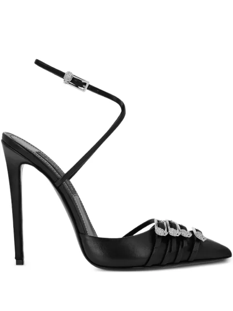 Philipp Plein buckle-embellished ankle-strap pumps Black FAESWSD0692PLE005N