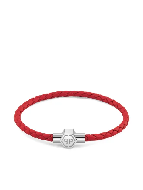 Philipp Plein leather stainless steel bracelet Plein Tag Red PAEAMGC0069PXV066N