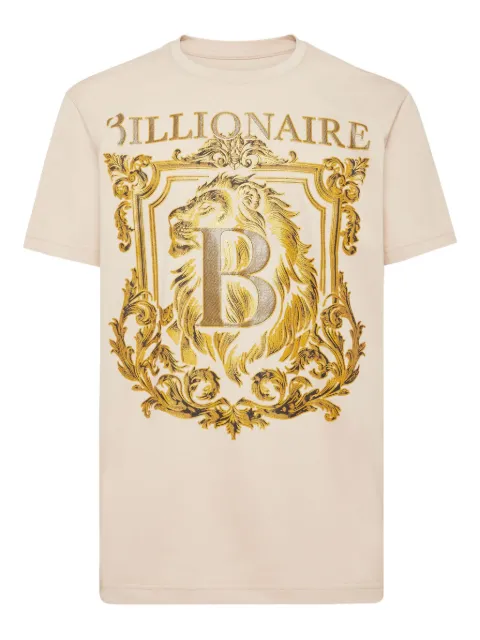 Billionaire Lion B Frame-print T-shirt Neutrals IAECMTK8303BTE014N
