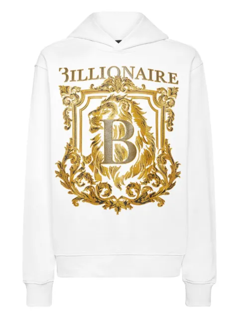 Billionaire Lion B Frame-print hoodie White IAECMJB3690BTE004N