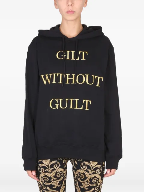 Moschino lettering-embroidered hoodie Black 171354286555