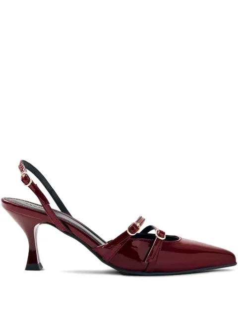 ALOHAS 75mm leather heeled pumps Red S100441