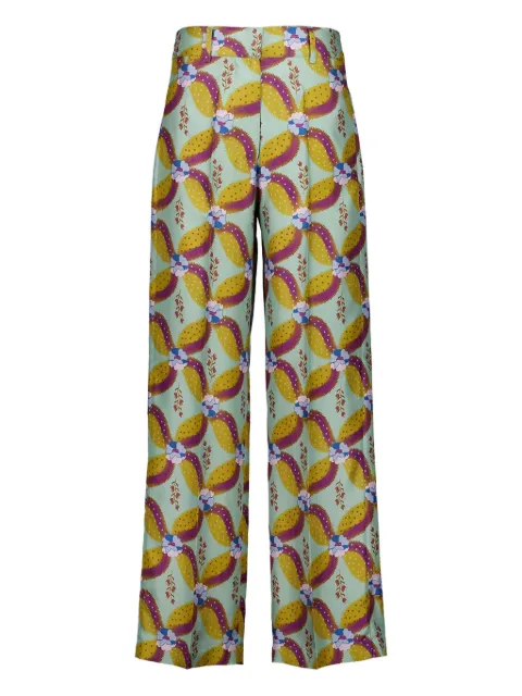 PAULA floral-print pleated trousers Green SONIA14