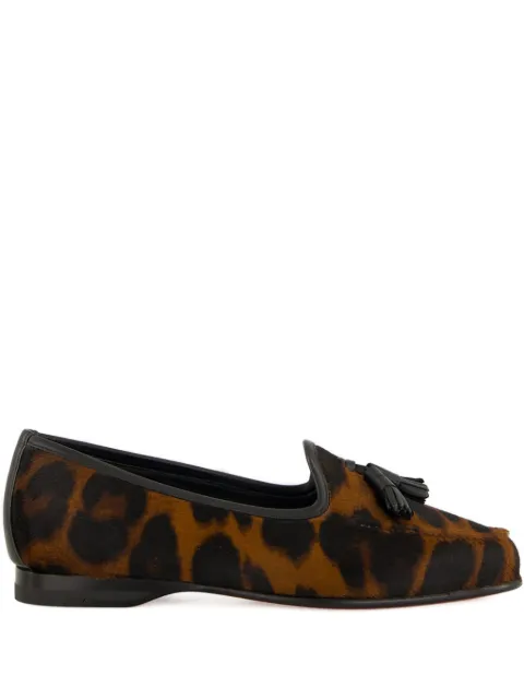 Santoni leopard-print tassel loafers Brown WUAN71068PA1TULAM40