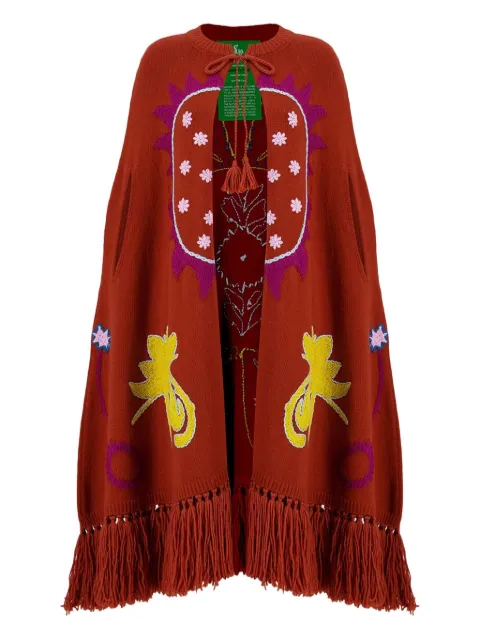 PAULA hand-embroidered fringe cape Orange SAPHIRE7