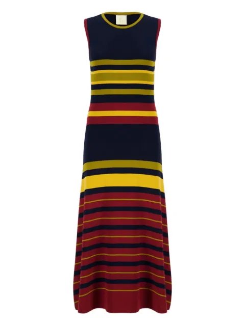 PAULA striped back-opening dress Black RIAN