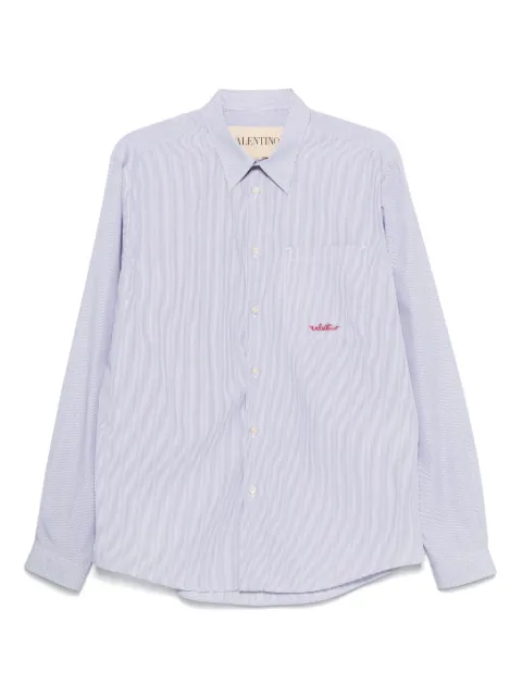 Valentino Garavani striped logo-embroidery cotton shirt Blue VABS77B2Q