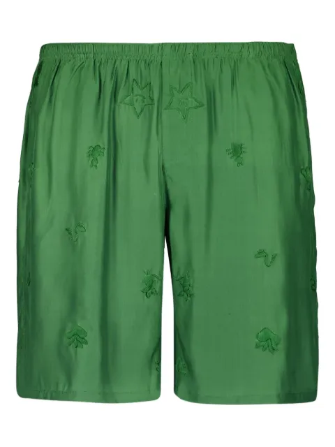 Baziszt embroidered drawstring shorts Green TH53SH
