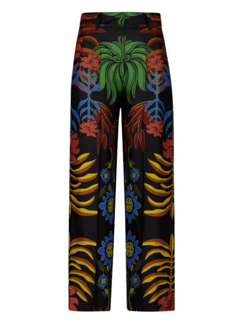 PAULA floral-print silk twill trousers Black SONIA17