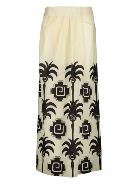Johanna Ortiz palm-print wrap maxi skirt White PT03082